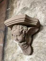 Base Console For 1 Angel Cherub, Small, Artificial Sandstone, Antique Look T 01 - thumbnail 1