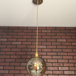 "Industrial Pendant -Brass 8"" Smoked Glass Open Globe Shade With Patented ""Huila Connector" - thumbnail 2
