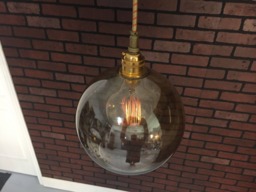 "Industrial Pendant -Brass 8"" Smoked Glass Open Globe Shade With Patented ""Huila Connector"