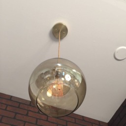 "Industrial Pendant -Brass 8"" Smoked Glass Open Globe Shade With Patented ""Huila Connector" - thumbnail 3