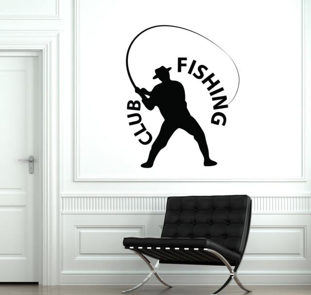 Fishing Club Wall Vinyl Decal Decor For Cabins, Shops, Or Clubhouses Fish Fisherman Relax Guaranteed Quality 2008Di - image 1