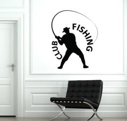 Fishing Club Wall Vinyl Decal Decor For Cabins, Shops, Or Clubhouses Fish Fisherman Relax Guaranteed Quality 2008Di - thumbnail 1