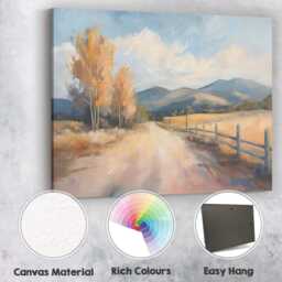Sunlit Country Road Autumn Fields Impressionist Landscape Canvas Wall Art Print Decor Picture Ready To Hang - thumbnail 2