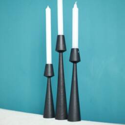 Handmade Wooden Candlestick Set Scandinavian Rustic Home Decor - thumbnail 4