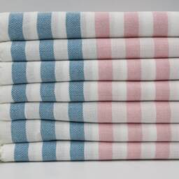"Teal & Pink Striped Towel, Turkish Towel, Handmade Towels, Beach Towel, 36""x70" - thumbnail 2