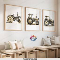 Tractor Evolution Prints - Set Of 3 Posters - Boys Bedroom Artwork Farm Wall Art Tractors Poster Farmyard Nursery Decor Gift Farmer - thumbnail 2