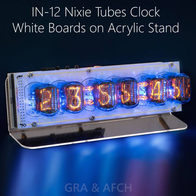 Nixie Tube Clock In-12 With Sockets [Rgb, Usb, Musical, Arduino Comp.] For Boyfriend, Husband, Vintage, Glowing Clock, Gift, Steampunk - image 1