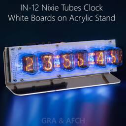 Nixie Tube Clock In-12 With Sockets [Rgb, Usb, Musical, Arduino Comp.] For Boyfriend, Husband, Vintage, Glowing Clock, Gift, Steampunk - thumbnail 1