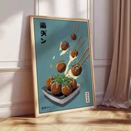 Japanese Takoyaki Poster, Street Food Wall Art, Asian Kitchen Print, Retro Noodle Bar Decor, Minimalist Artwork - thumbnail 2