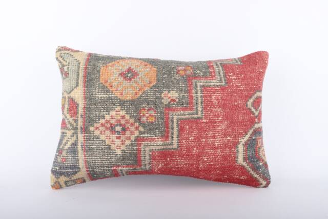 Turkish Kilim Pillow Cover Handwoven Wool, Ethnic Throw - 16x24 - image 1