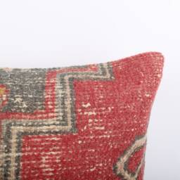 Turkish Kilim Pillow Cover Handwoven Wool, Ethnic Throw - 16x24 - thumbnail 3