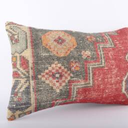 Turkish Kilim Pillow Cover Handwoven Wool, Ethnic Throw - 16x24 - thumbnail 2