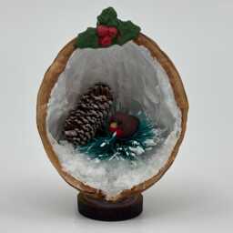 Robin in A Nutshell, Handmade Walnut Shell Christmas Decoration - thumbnail 1
