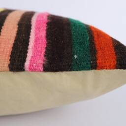 Kilim Lumbar Pillow Cover - 12x24 Turkish Bohemian Cushion - thumbnail 4
