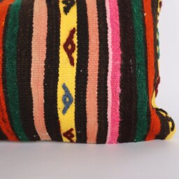 Kilim Lumbar Pillow Cover - 12x24 Turkish Bohemian Cushion - thumbnail 2