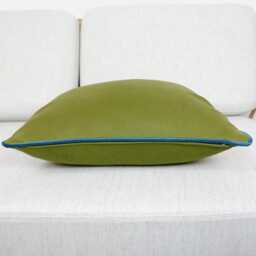 Olive Green Velvet Scatter Cushion Covers With Contrasting Piping in Luxury Plush Velvet. Blue/Orange/Green/Teal/Mustard Throw Pillows - thumbnail 3