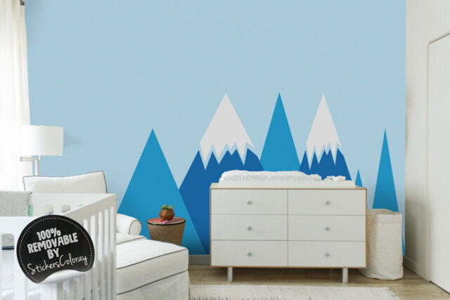 Removable, Blue Mountains Wall Decal, Wall Decor For Nurseries, Kids Room, Repositionable, Peel & Stick Decor, Sticker #46 - image 1