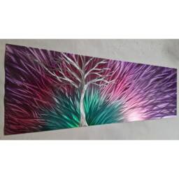 Modern Abstract Silver Tree Metal Wall Art, Indoor/Outdoor - thumbnail 3