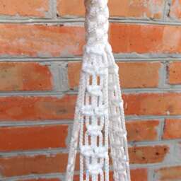 White Vintage Macrame Plant Hanger 28 Inches 3mm - Hanging Planter Indoor Outdoor Gift Idea Macrame Wall Hanging Planter Patterns - thumbnail 3