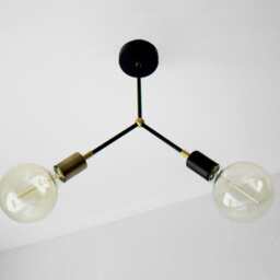 Ada - Black Brass Semi Flush Mount Ceiling Lamp Modern 2-Arm Lighting - thumbnail 3