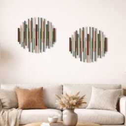 Round Wooden Wall Art - Contemporary Decor Modern Hallway Feature - thumbnail 4