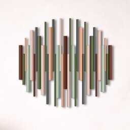 Round Wooden Wall Art - Contemporary Decor Modern Hallway Feature - thumbnail 3