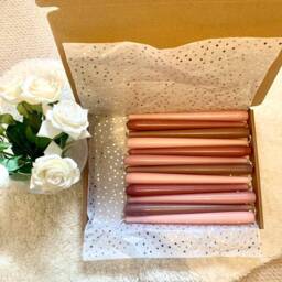 Non Drip Taper Candles 9-Inch Tall Dinner Candles, Pastels, Brights, Pinks, Blue, Green Selection Box - thumbnail 3