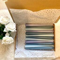 Non Drip Taper Candles 9-Inch Tall Dinner Candles, Pastels, Brights, Pinks, Blue, Green Selection Box - thumbnail 4
