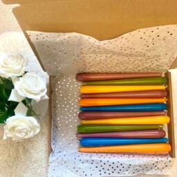 Non Drip Taper Candles 9-Inch Tall Dinner Candles, Pastels, Brights, Pinks, Blue, Green Selection Box - thumbnail 2