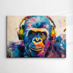 Gorilla Dj Headphones Abstract Modern Painting Wall Art, Framed Canvas Poster Print, Home Kitchen Office Room Decor, Gifts - thumbnail 3