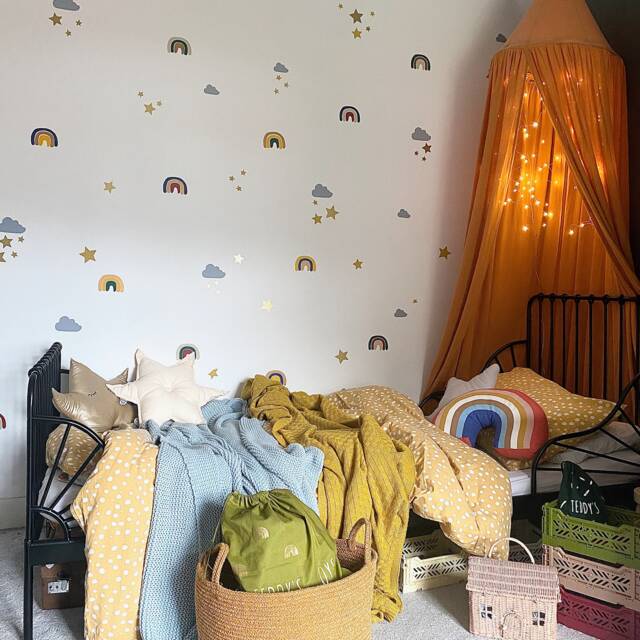Rainbow/Star/Cloud Wall Decals For Nurseries, Starry Sky Stickers, Kids Scandi Decor, Neutral Room Muted Colour Decor - image 1