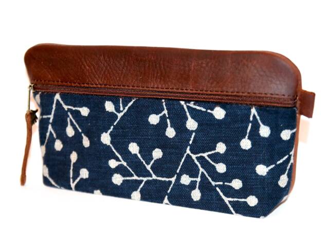 Elegant Pencil Case Leather & Fabric Buds Japan - image 1