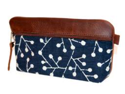Elegant Pencil Case Leather & Fabric Buds Japan - thumbnail 1