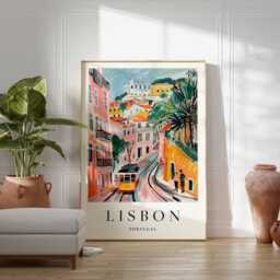 Lisbon Portugal Travel Poster Vibrant European City Wall Art - thumbnail 2