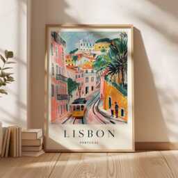 Lisbon Portugal Travel Poster Vibrant European City Wall Art - thumbnail 3