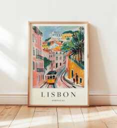 Lisbon Portugal Travel Poster Vibrant European City Wall Art - thumbnail 1