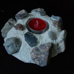 Artistic Home Decor . Holder Concrete Candlestick Stone Candle Tealight Design Object Inspired By Nature - thumbnail 3