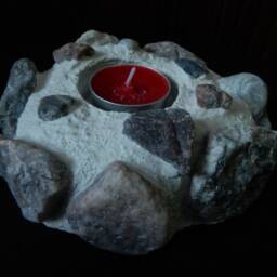 Artistic Home Decor . Holder Concrete Candlestick Stone Candle Tealight Design Object Inspired By Nature - thumbnail 2