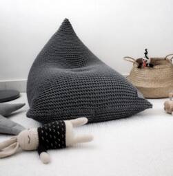 Knitted Cotton Kids Bean Bag Chair Grey Scandinavian Style