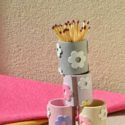 Petal Matchstick Pot With Striker, Cute Long Match Holder, Concrete Storage, Playful Candle Accessories, Funky & Girly Home Decor Gift - thumbnail 3