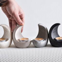 Tea Light Cement Holder - Concrete Candlestick Moon Minimalistic Beton Candle Conteiner Industrial Decor - thumbnail 3