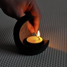 Tea Light Cement Holder - Concrete Candlestick Moon Minimalistic Beton Candle Conteiner Industrial Decor - thumbnail 4
