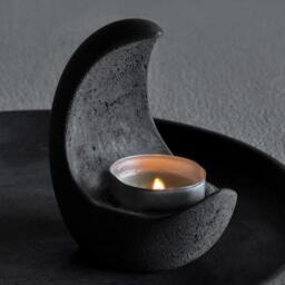 Tea Light Cement Holder - Concrete Candlestick Moon Minimalistic Beton Candle Conteiner Industrial Decor - thumbnail 2