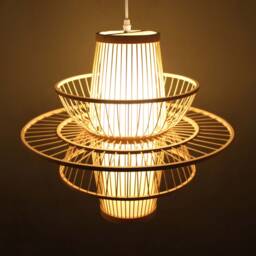 Handmade Lotus Bamboo Pendant Light Rustic Parchment Ceiling Fixture - thumbnail 2