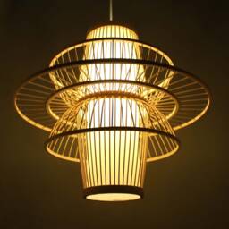 Handmade Lotus Bamboo Pendant Light Rustic Parchment Ceiling Fixture - thumbnail 3