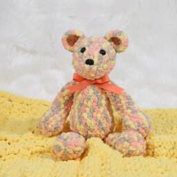 Yellow Baby Blanket, Teddy Bear & Blanket Set, Neutral Shower Gift, Chenille Nursery Car Seat - thumbnail 1