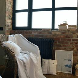 Heavyweight Linen Throw Blanket - Striped Coverlet, Exclusive Design - thumbnail 2