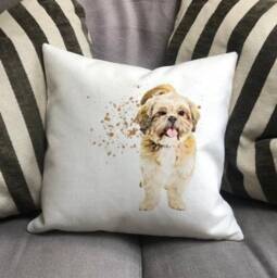 Personalised Shih Tzu Dog Country Canvas Cushion - Customised Owner & Lover Linen Puppy Cover With Inner Filler - thumbnail 3
