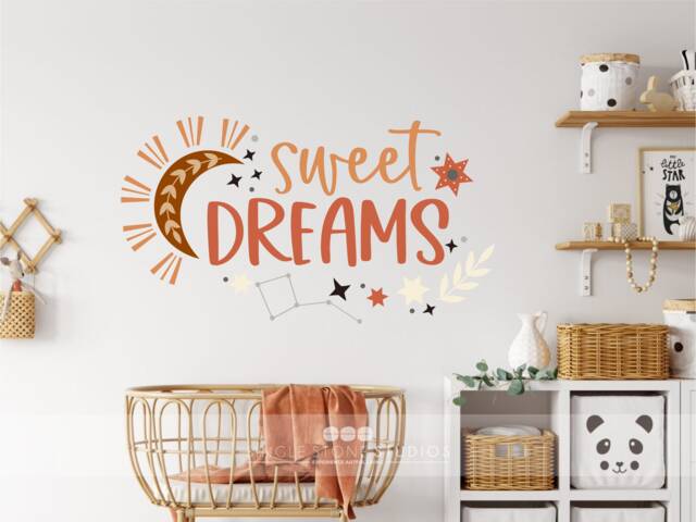 Boho Sweet Dreams - Vinyl Wall Stars Moon Words Custom Home Decor - image 1