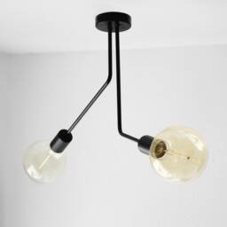 Kim - Modern Industrial Black Chandelier Semi Flush Mount Ceiling Light - thumbnail 2